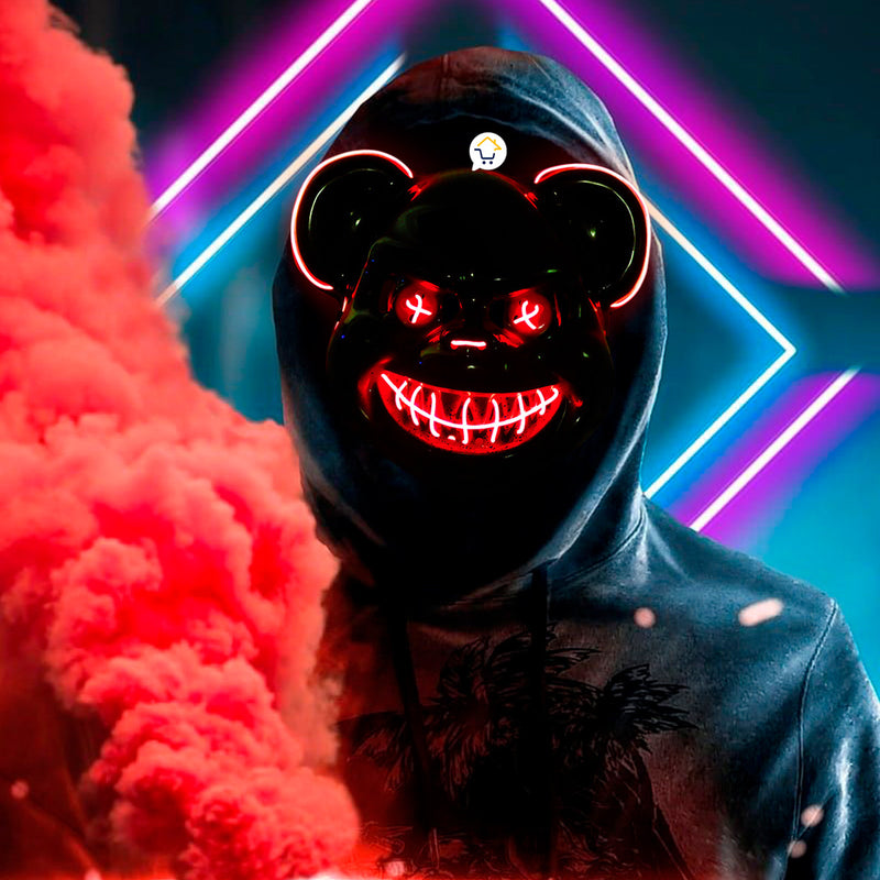 Mascara Neon Oso Asesino Disfraz KG552