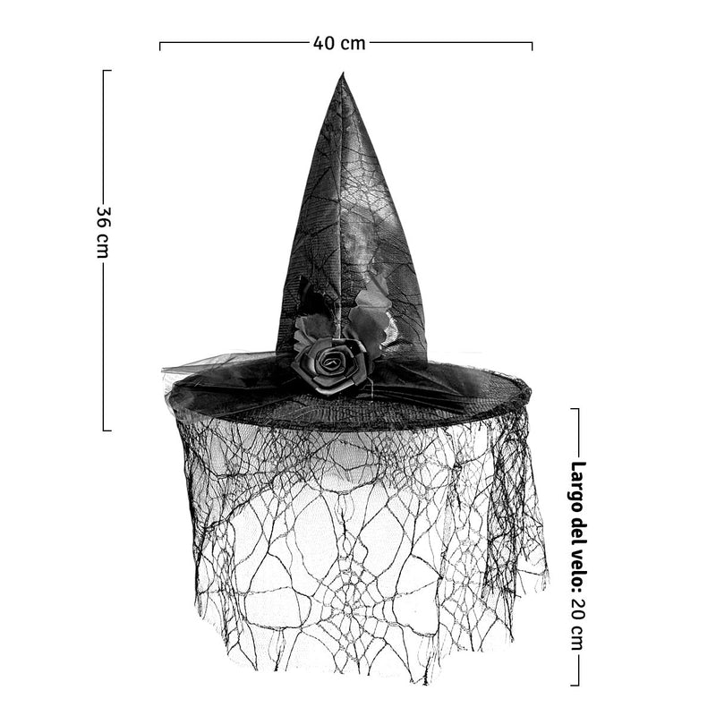 Sombrero De Bruja Con Velo Disfraz