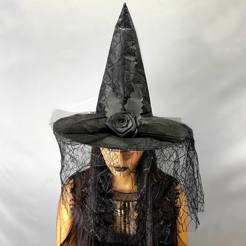 Sombrero De Bruja Con Velo Disfraz