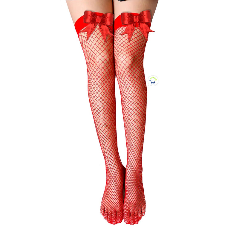 Medias De Malla Red Con Moño Media