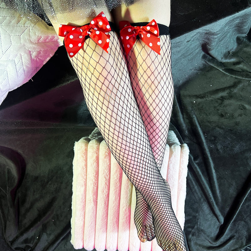 Medias de Red Lazo Rojo Lunares